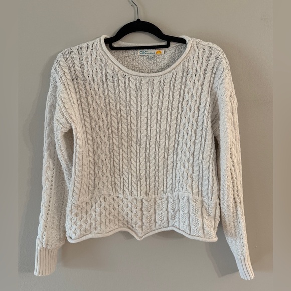 C&C California - white cable-knit sweater. Size Small - Picture 1 of 3